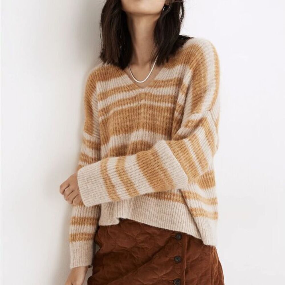 Madewell‎ Space-Dyed Staley V-Neck Pullover Sweater, size S